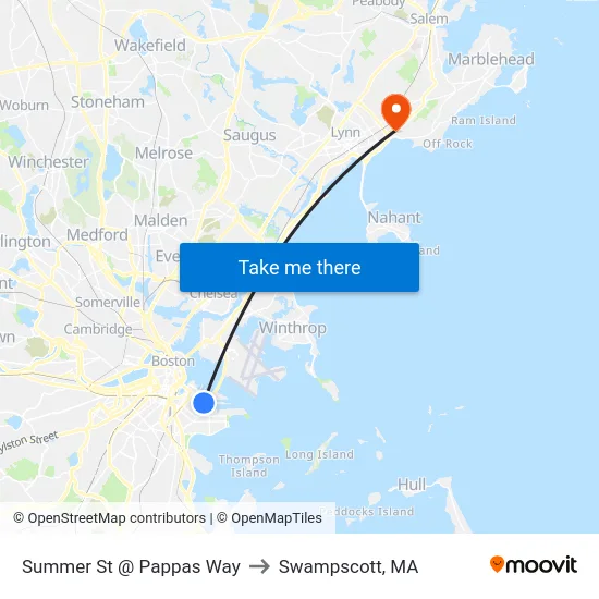 Summer St @ Pappas Way to Swampscott, MA map