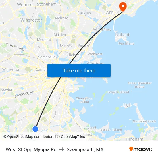 West St Opp Myopia Rd to Swampscott, MA map