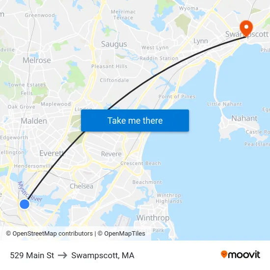 529 Main St to Swampscott, MA map