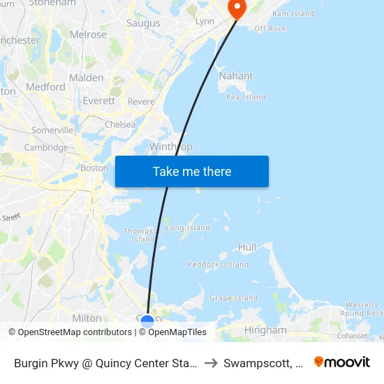 Burgin Pkwy @ Quincy Center Station to Swampscott, MA map