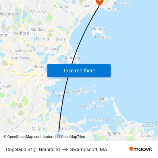 Copeland St @ Granite St to Swampscott, MA map
