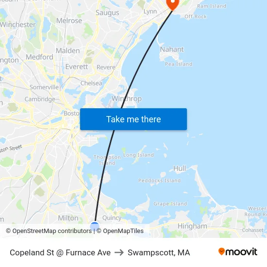 Copeland St @ Furnace Ave to Swampscott, MA map