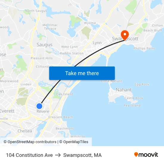 104 Constitution Ave to Swampscott, MA map