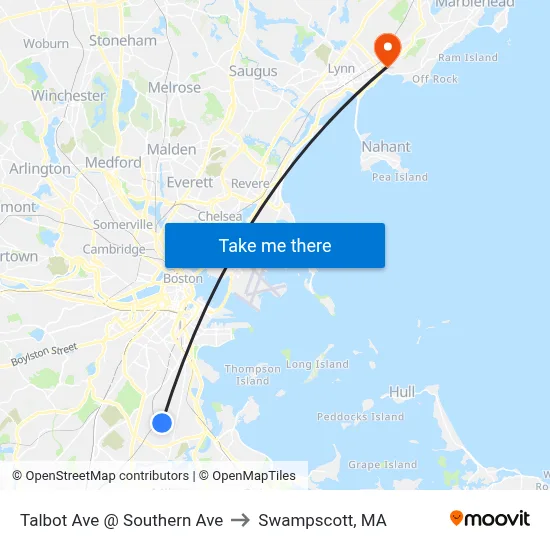 Talbot Ave @ Southern Ave to Swampscott, MA map