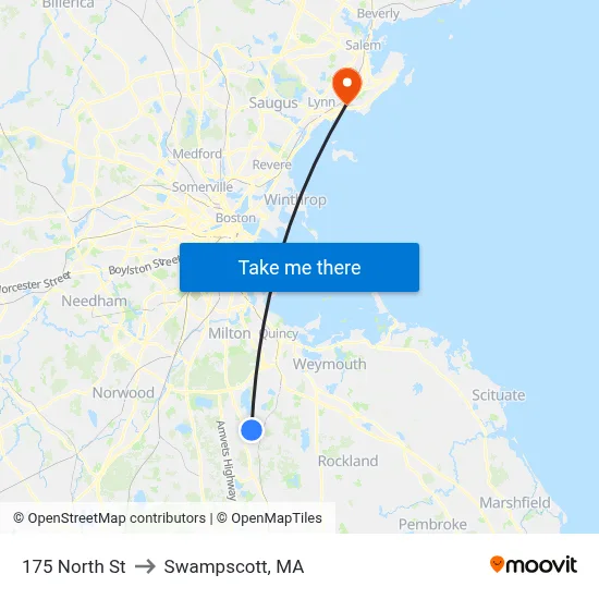 175 North St to Swampscott, MA map
