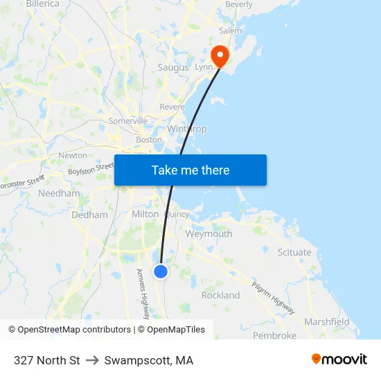 327 North St to Swampscott, MA map