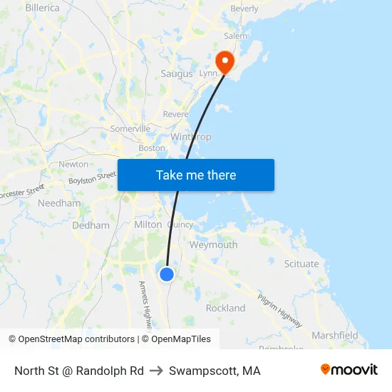 North St @ Randolph Rd to Swampscott, MA map