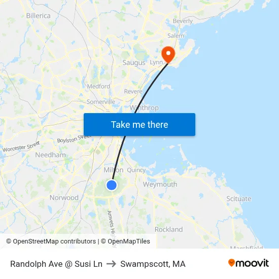 Randolph Ave @ Susi Ln to Swampscott, MA map
