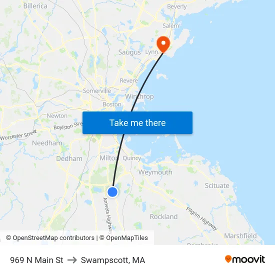 969 N Main St to Swampscott, MA map