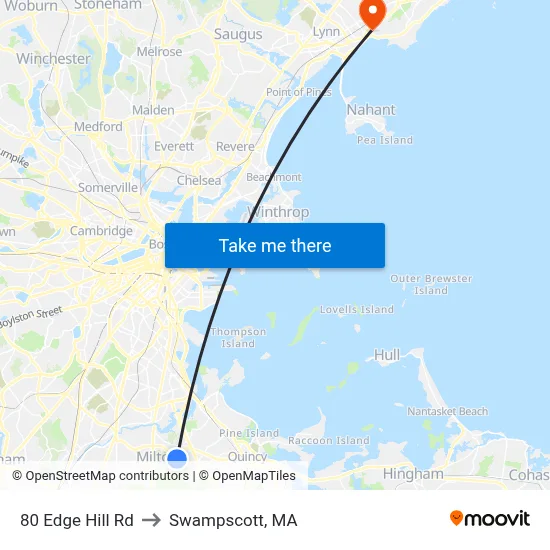 80 Edge Hill Rd to Swampscott, MA map