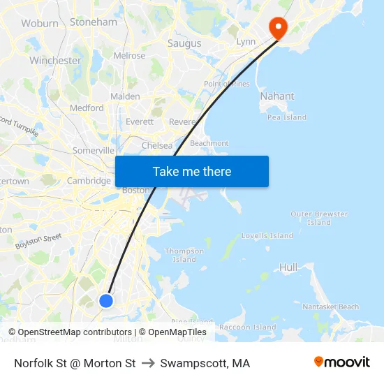 Norfolk St @ Morton St to Swampscott, MA map