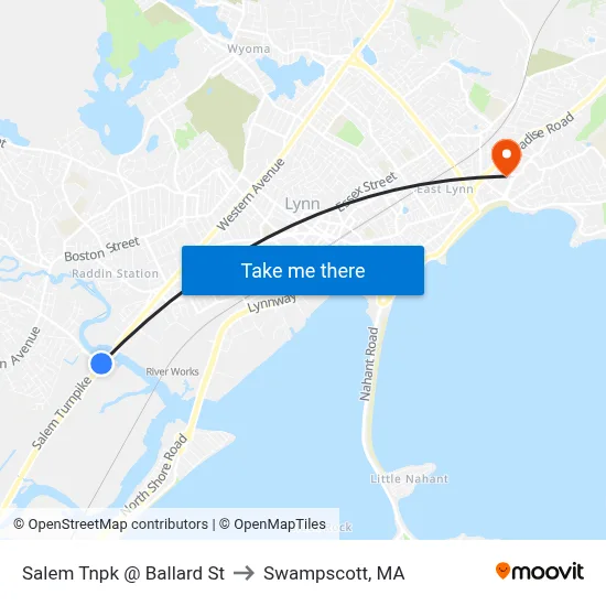 Salem Tnpk @ Ballard St to Swampscott, MA map
