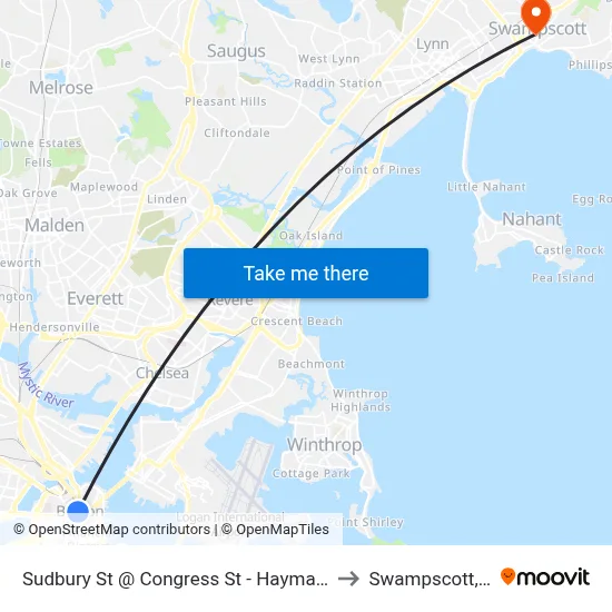 Sudbury St @ Congress St - Haymarket Sta to Swampscott, MA map