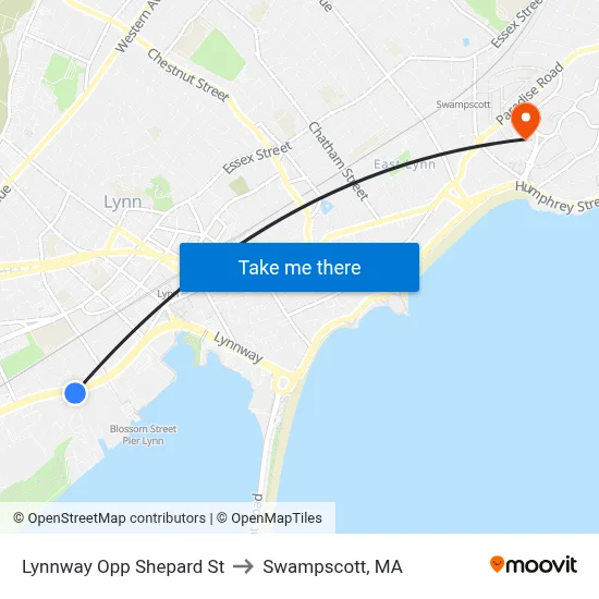 Lynnway Opp Shepard St to Swampscott, MA map