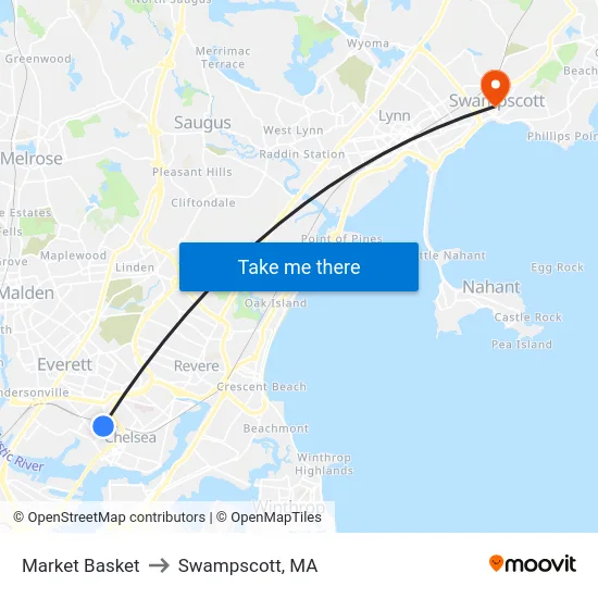 Market Basket to Swampscott, MA map