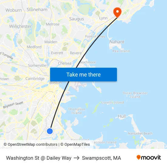 Washington St @ Dailey Way to Swampscott, MA map
