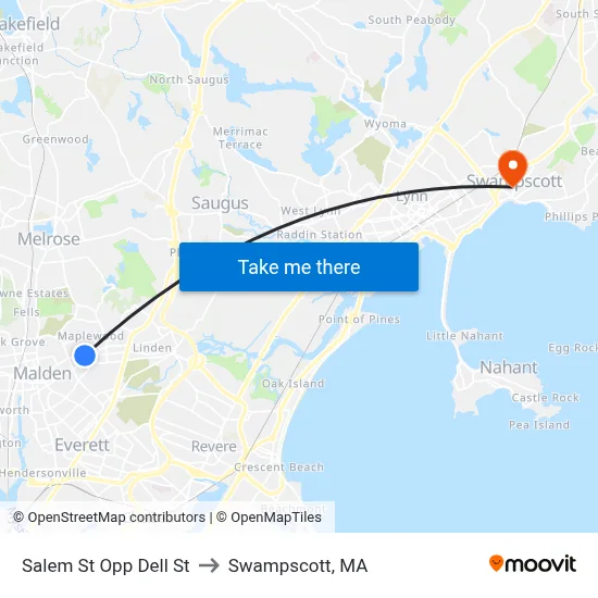 Salem St Opp Dell St to Swampscott, MA map