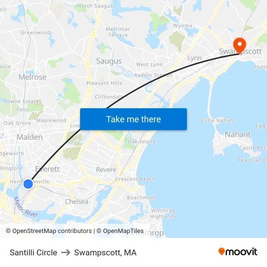 Santilli Circle to Swampscott, MA map