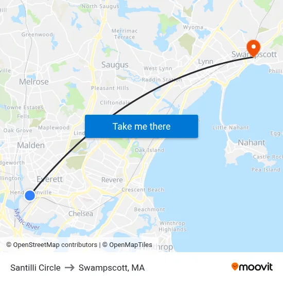 Santilli Circle to Swampscott, MA map