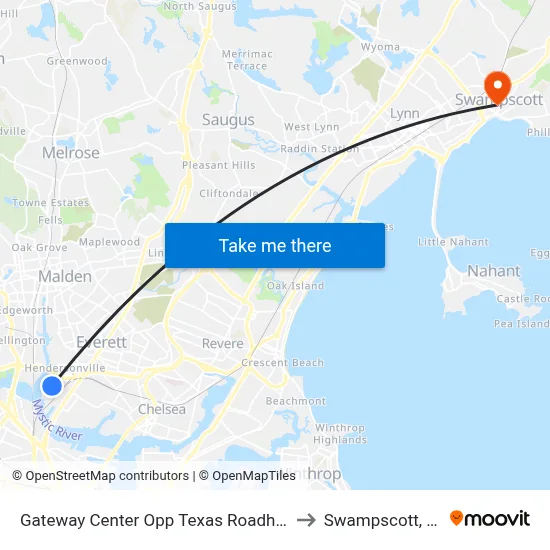 Gateway Center Opp Texas Roadhouse to Swampscott, MA map