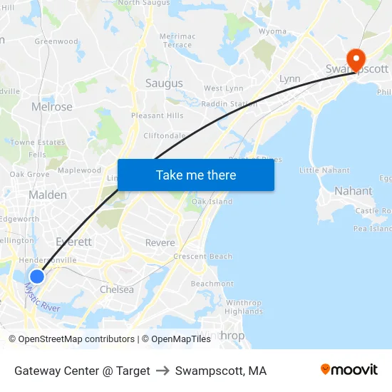 Gateway Center @ Target to Swampscott, MA map