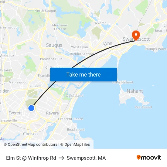 Elm St @ Winthrop Rd to Swampscott, MA map