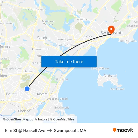 Elm St @ Haskell Ave to Swampscott, MA map