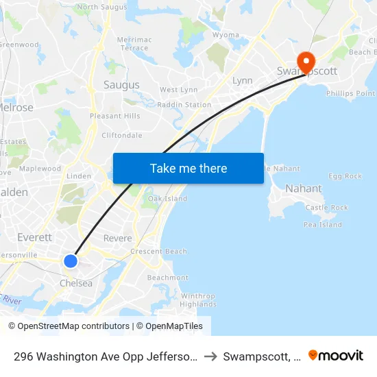 296 Washington Ave Opp Jefferson Ave to Swampscott, MA map