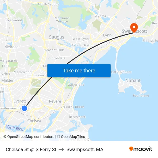 Chelsea St @ S Ferry St to Swampscott, MA map