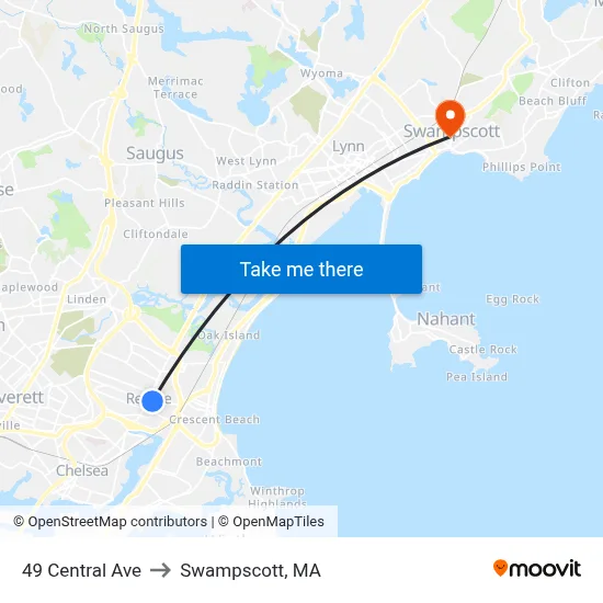 49 Central Ave to Swampscott, MA map