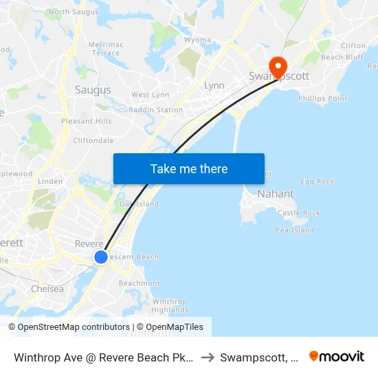 Winthrop Ave @ Revere Beach Pkway to Swampscott, MA map