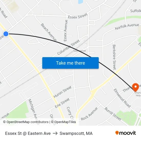 Essex St @ Eastern Ave to Swampscott, MA map