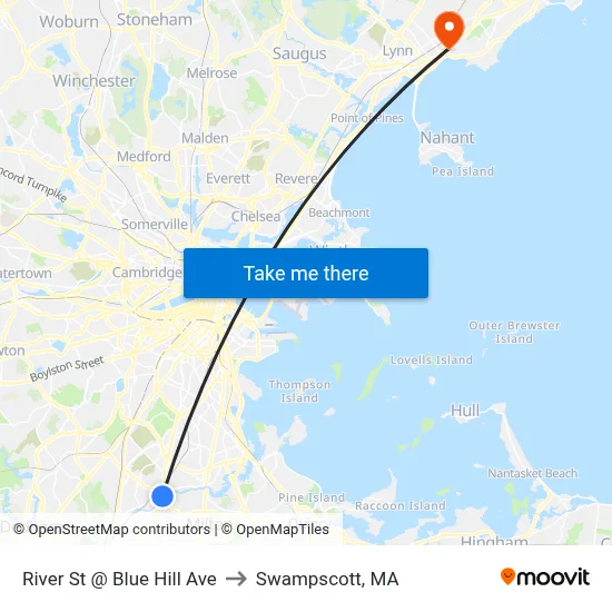 River St @ Blue Hill Ave to Swampscott, MA map