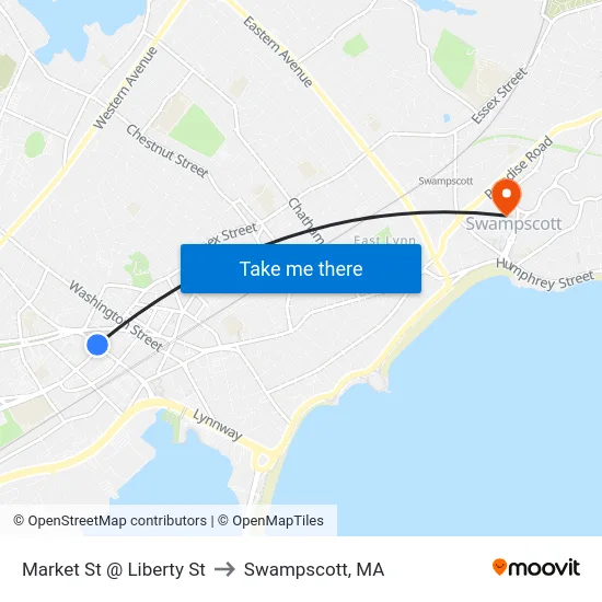 Market St @ Liberty St to Swampscott, MA map
