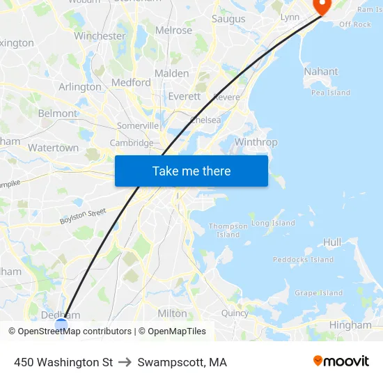 450 Washington St to Swampscott, MA map