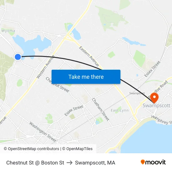 Chestnut St @ Boston St to Swampscott, MA map