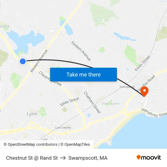 Chestnut St @ Rand St to Swampscott, MA map