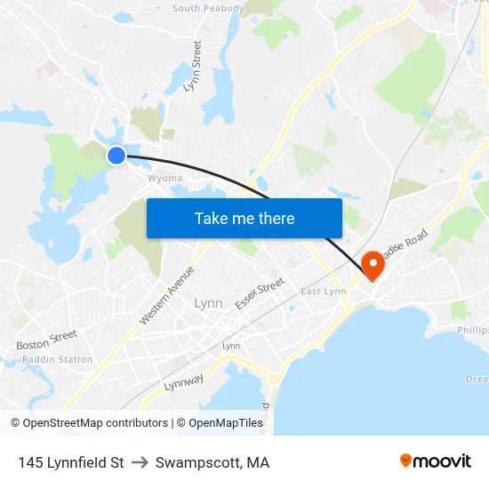 145 Lynnfield St to Swampscott, MA map