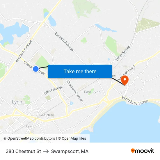 380 Chestnut St to Swampscott, MA map