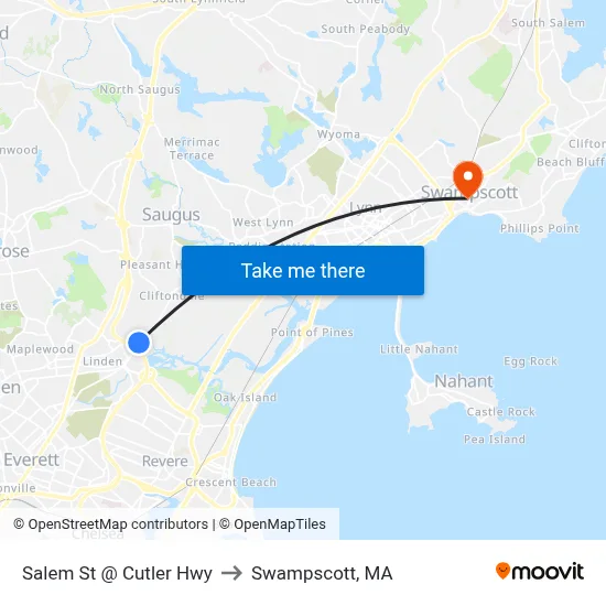 Salem St @ Cutler Hwy to Swampscott, MA map