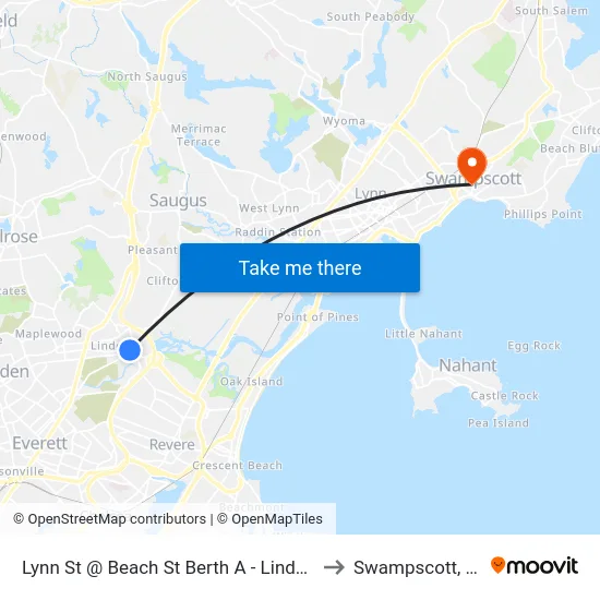 Lynn St @ Beach St Berth A - Linden Sq to Swampscott, MA map