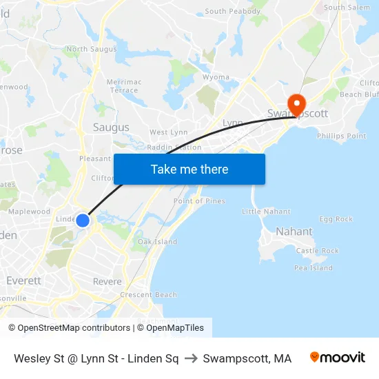Wesley St @ Lynn St - Linden Sq to Swampscott, MA map