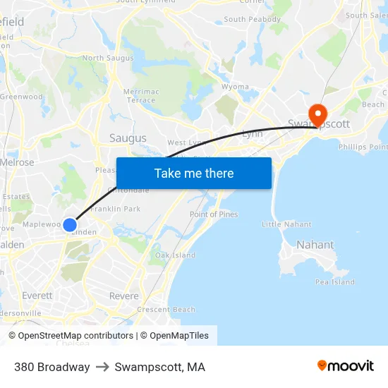 380 Broadway to Swampscott, MA map