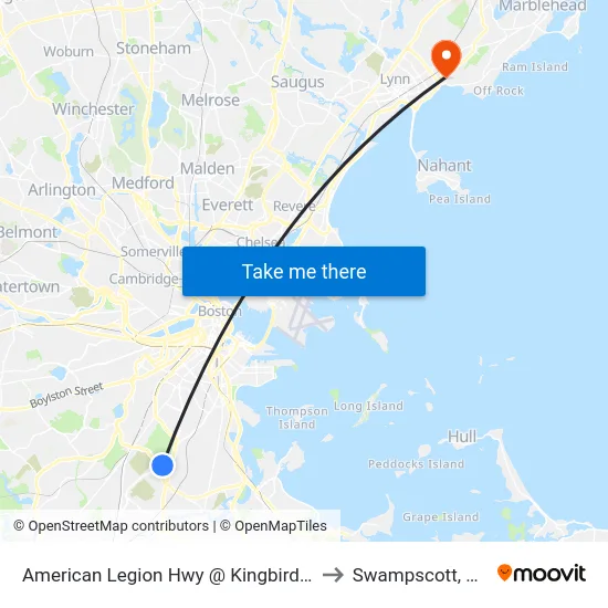 American Legion Hwy @ Kingbird Rd to Swampscott, MA map