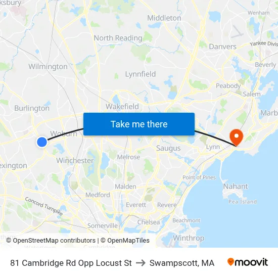 81 Cambridge Rd Opp Locust St to Swampscott, MA map
