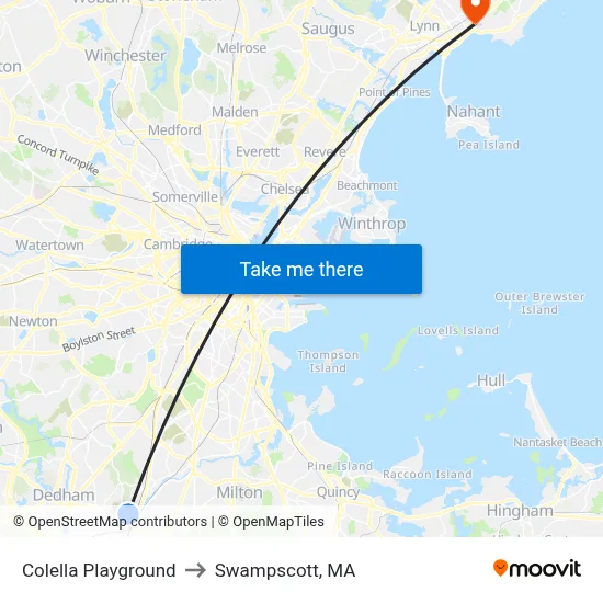 Colella Playground to Swampscott, MA map