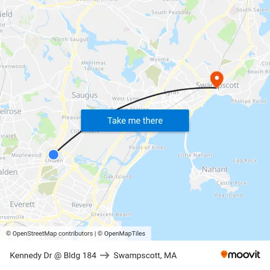 Kennedy Dr @ Bldg 184 to Swampscott, MA map