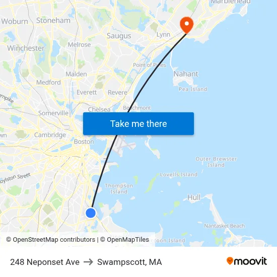 248 Neponset Ave to Swampscott, MA map