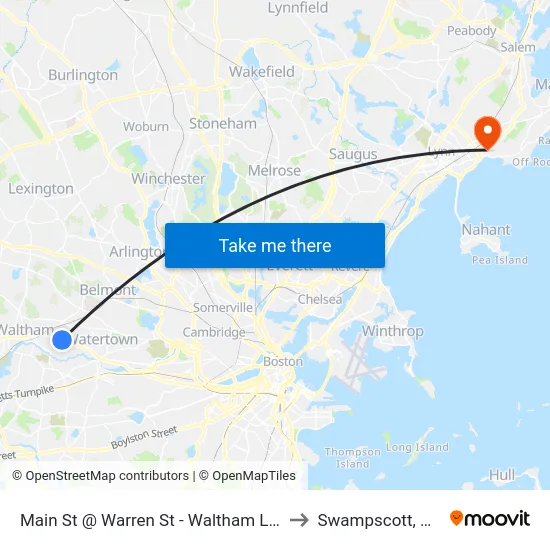 Main St @ Warren St - Waltham Line to Swampscott, MA map