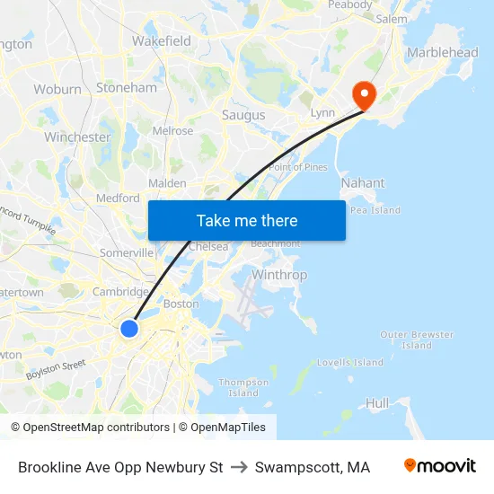 Brookline Ave Opp Newbury St to Swampscott, MA map